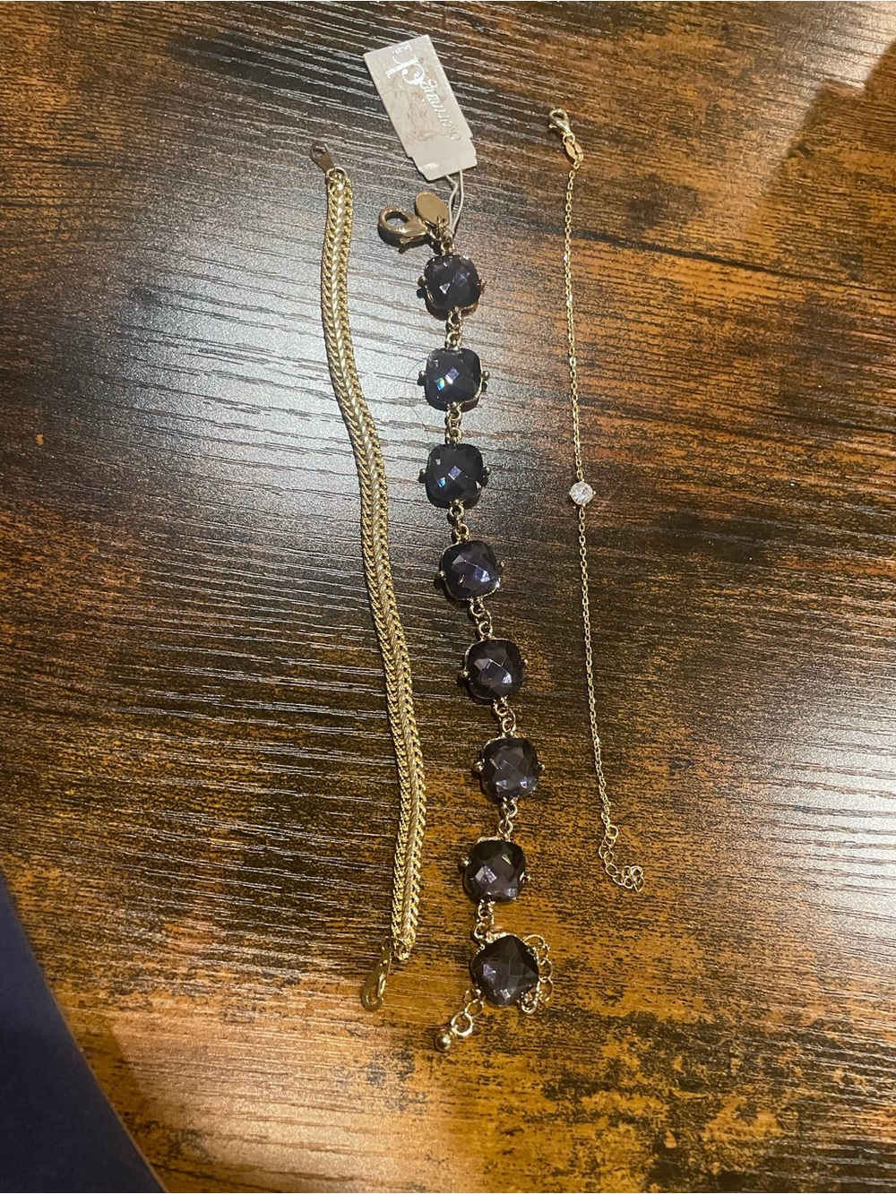 Gold Tone Bracelet with Dark Purple Gemstones - Women Jewelry